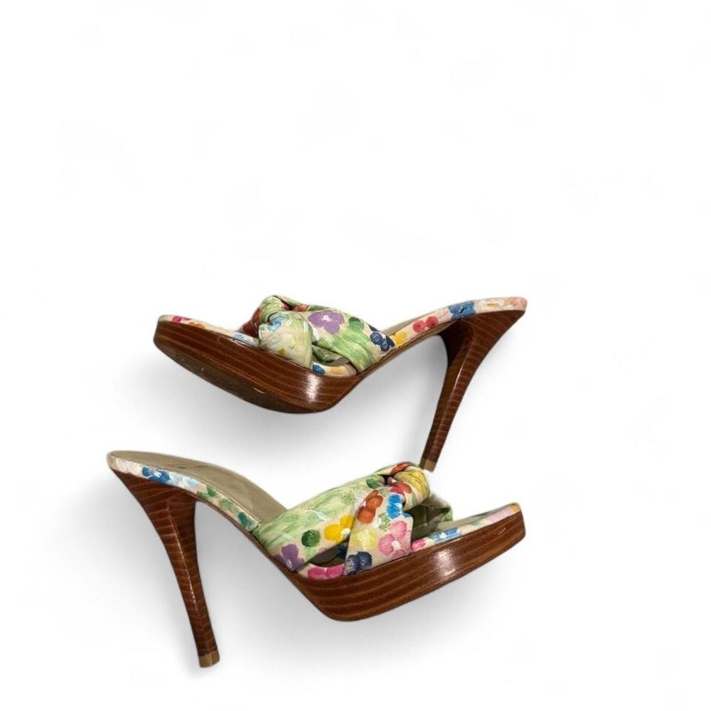 Stuart Weitzman Floral Print Mule Heels